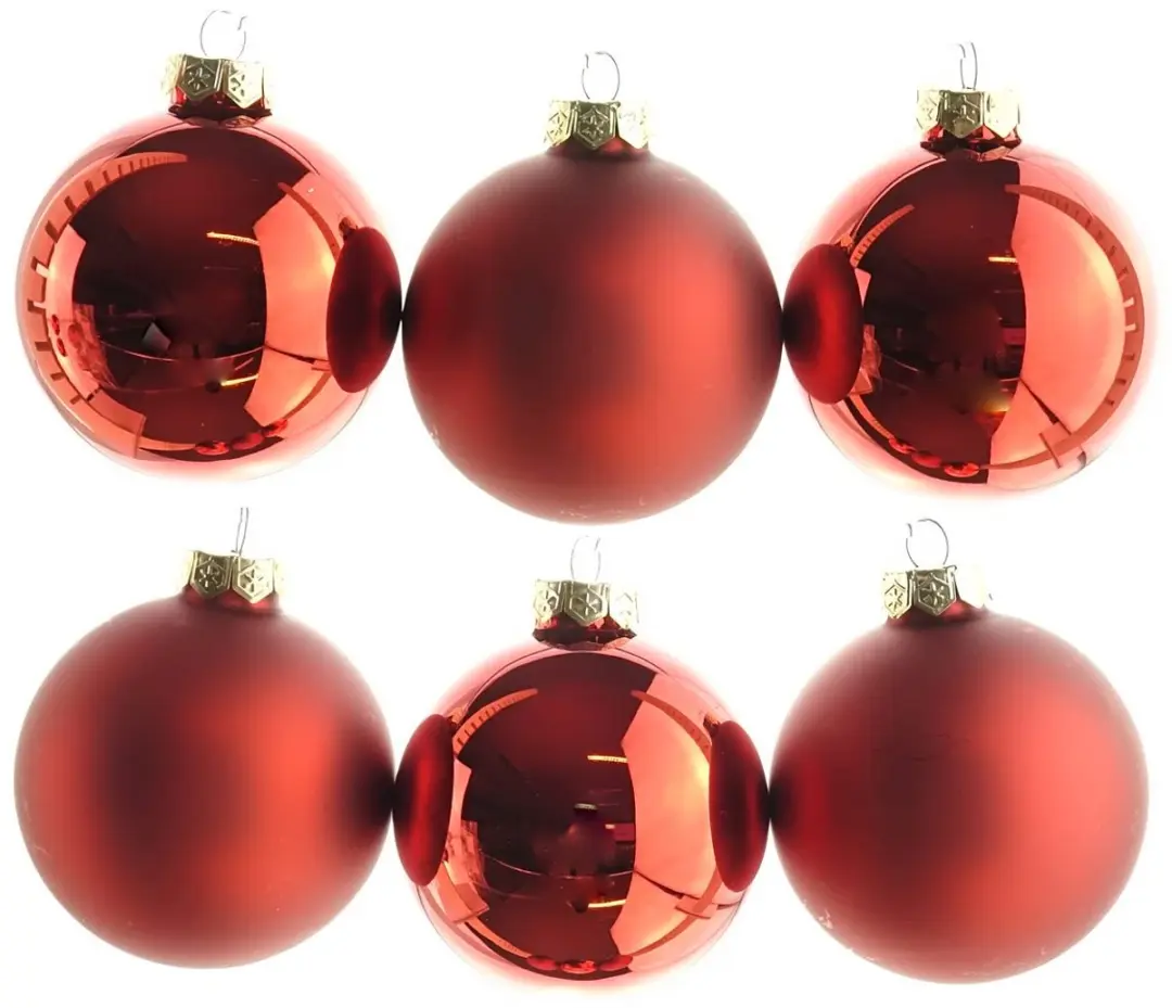 Decoris Kerstballen Glas 8cm - Rood - afbeelding 2 van 5