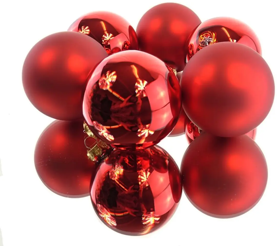 Decoris Kerstballen Glas 8cm - Rood - afbeelding 4 van 5
