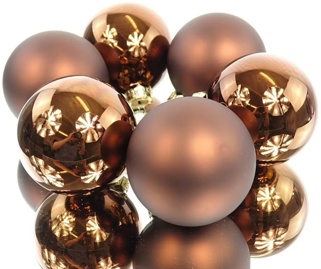 Decoris Glas Kerstbal Ø8cm Espresso - 6 Stuks - afbeelding 4 van 4