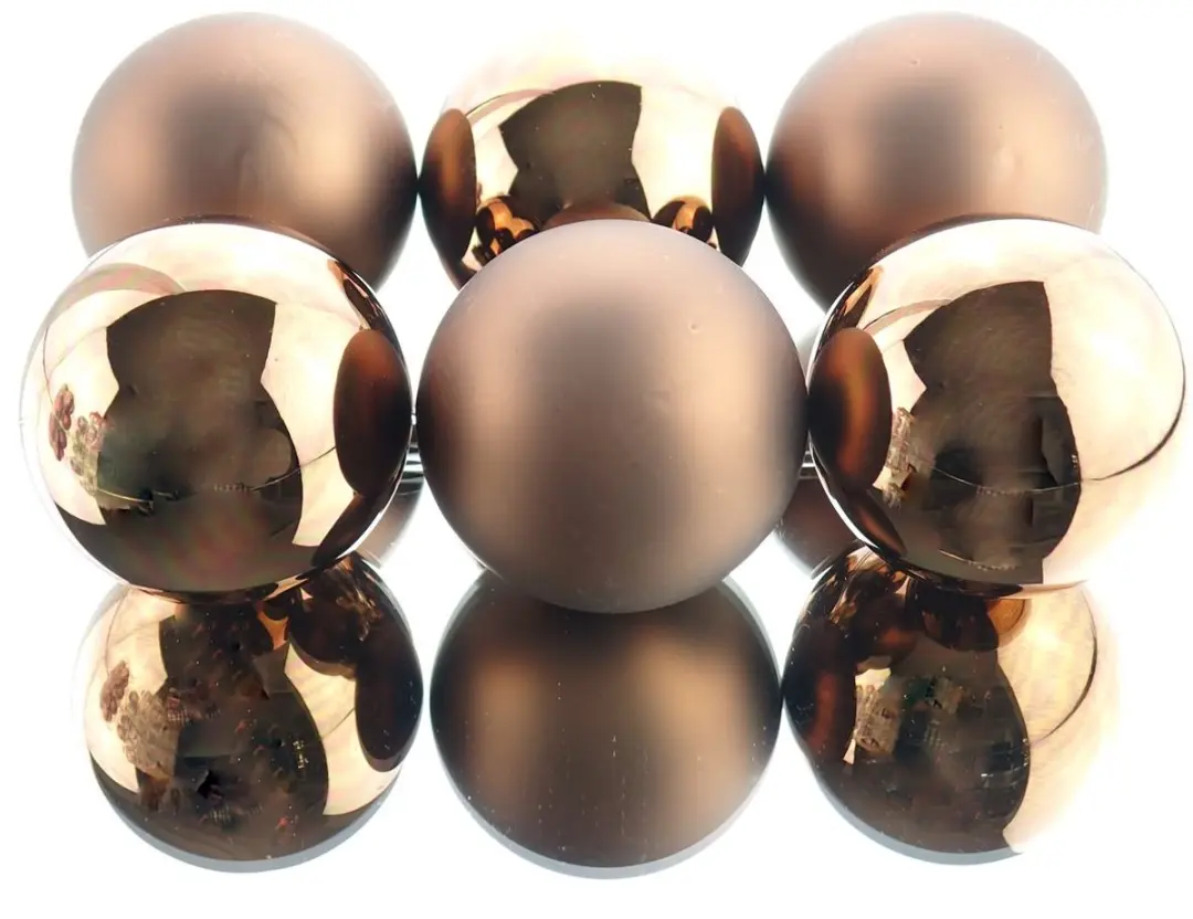 Decoris Glas Kerstbal Ø8cm Espresso - 6 Stuks - afbeelding 2 van 4