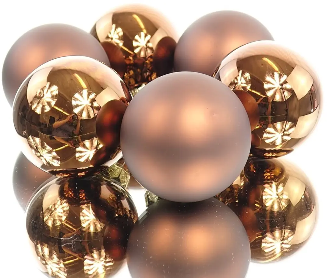 Decoris Glas Kerstbal Ø8cm Espresso - 6 Stuks - afbeelding 3 van 4