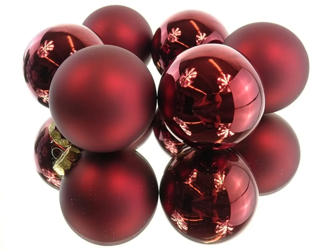 Decoris Glas Koker Kerstballen 8cm Ossenbloedrood - afbeelding 4 van 5