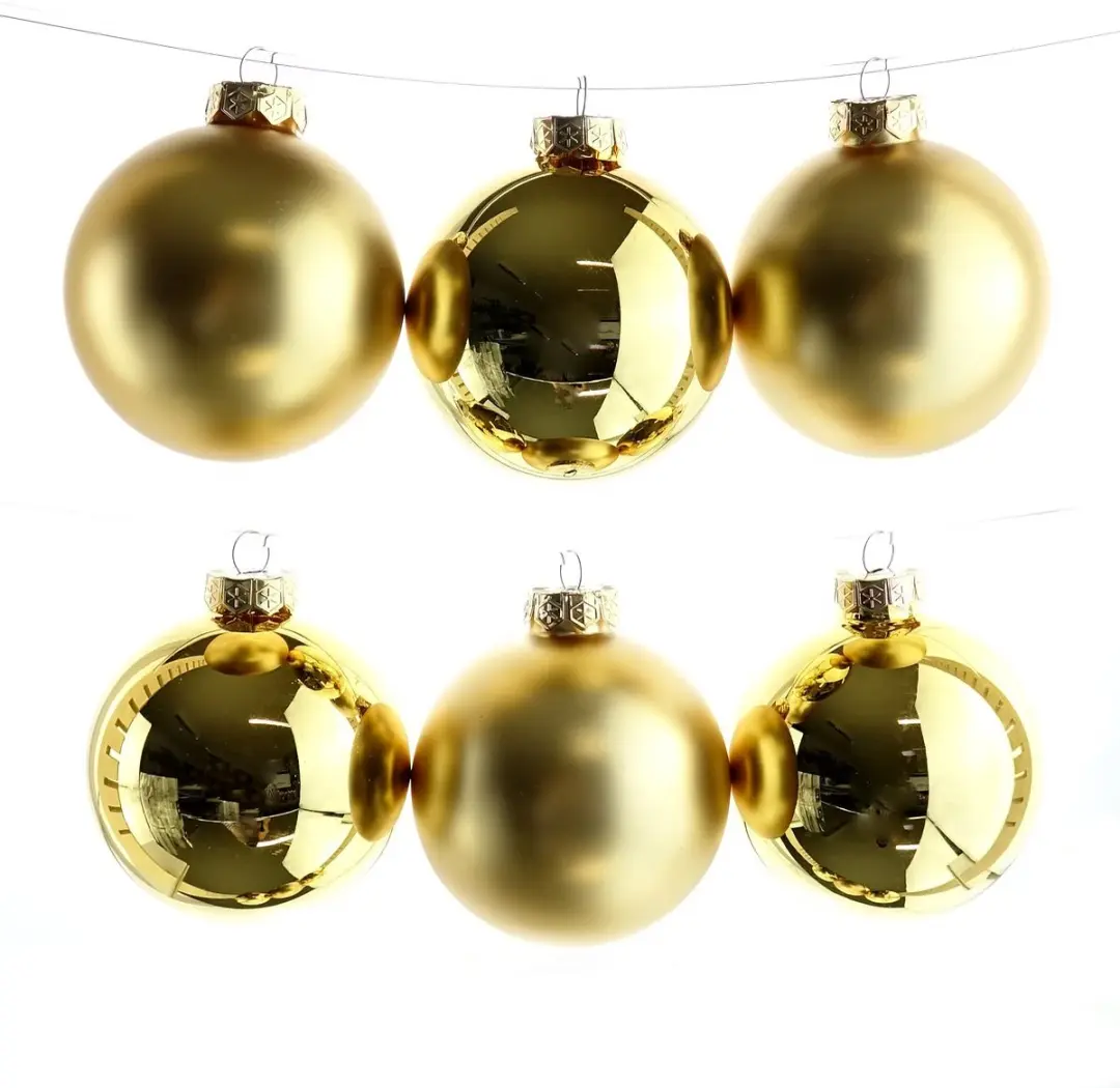 Decoris Kerstballen Glas 8cm - 6 Stuks Goud - afbeelding 2 van 6