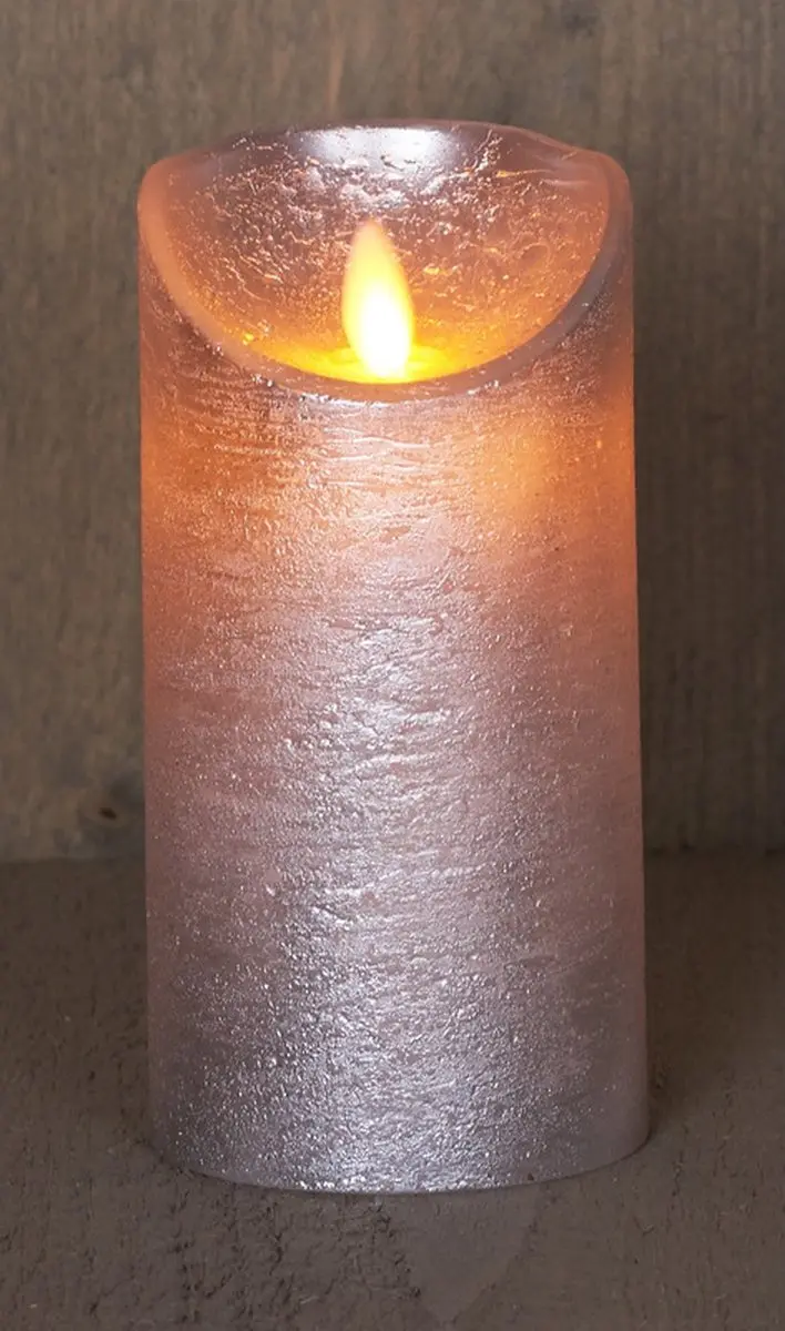 Anna's Collection Led Kaars Zilver H15cm - Bewegende vlam