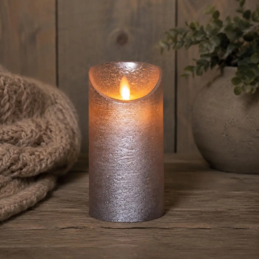 Anna's Collection Led Kaars Zilver H15cm - Bewegende vlam
