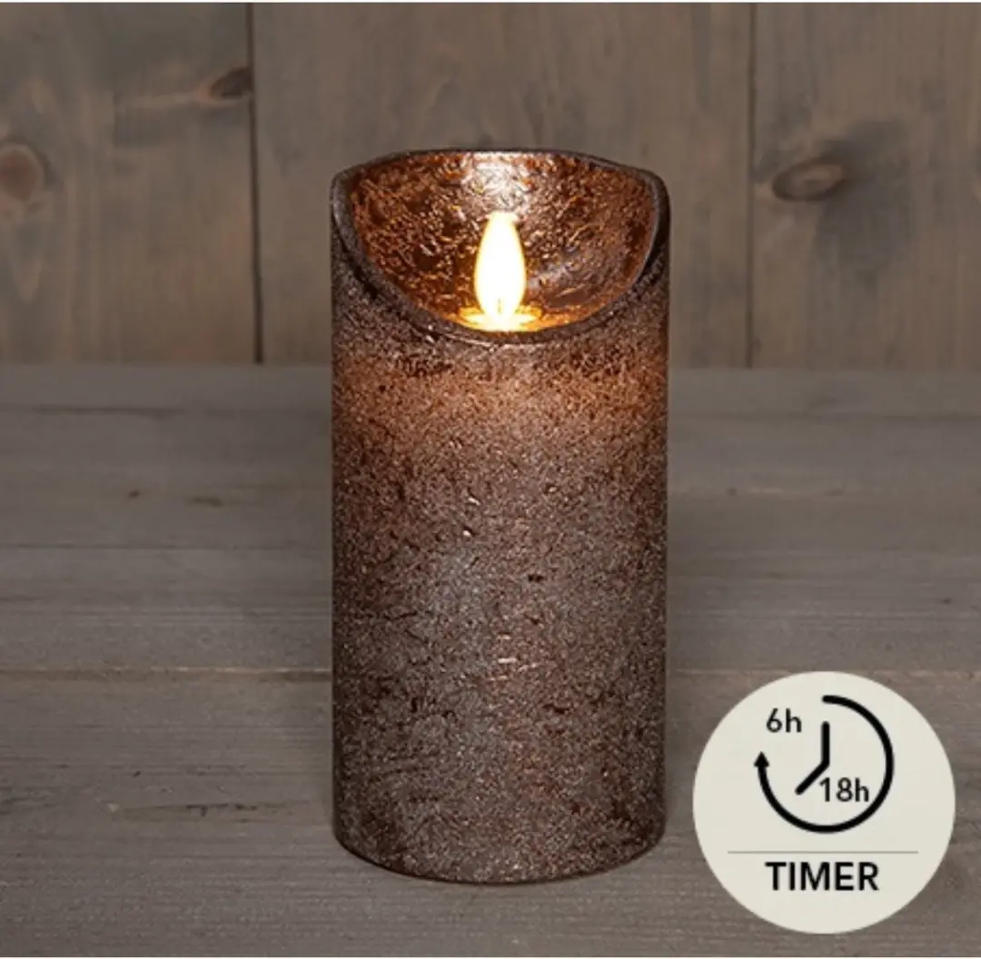Anna's Collection Led Kaars Brons H15xD7,5cm - Bewegende vlam