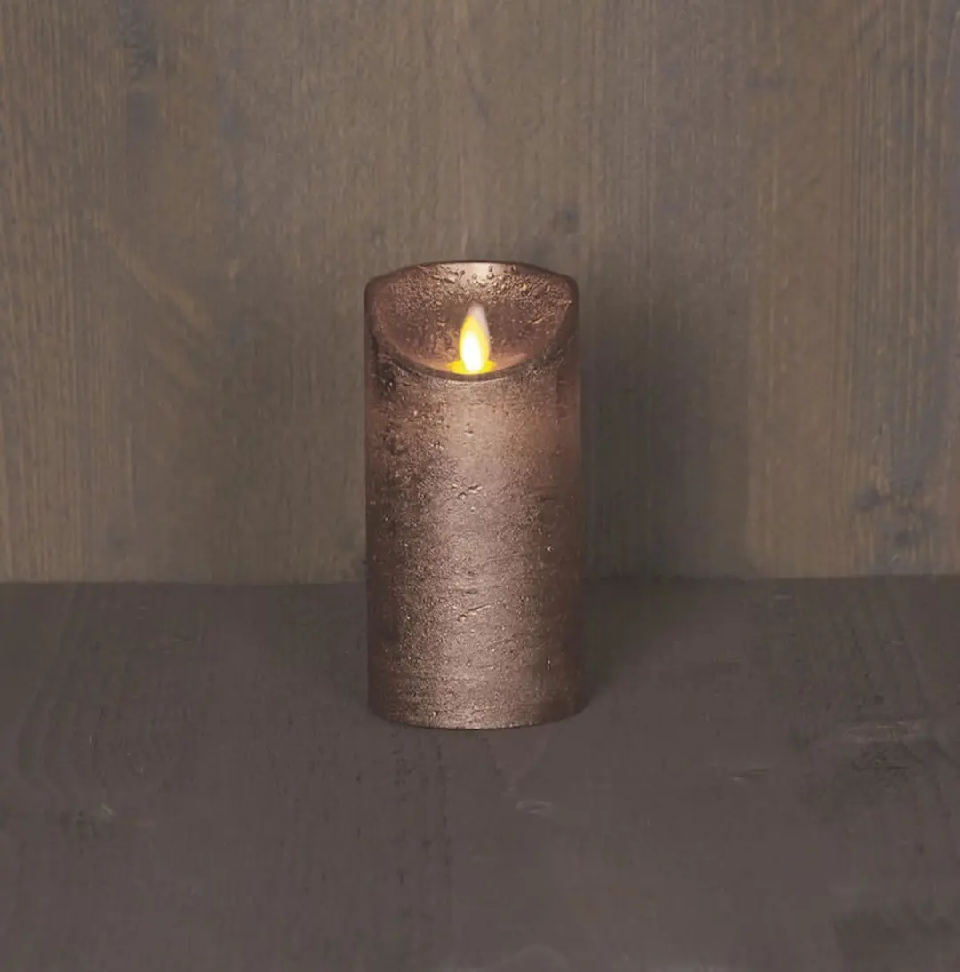 Anna's Collection Led Kaars Brons H15xD7,5cm - Bewegende vlam