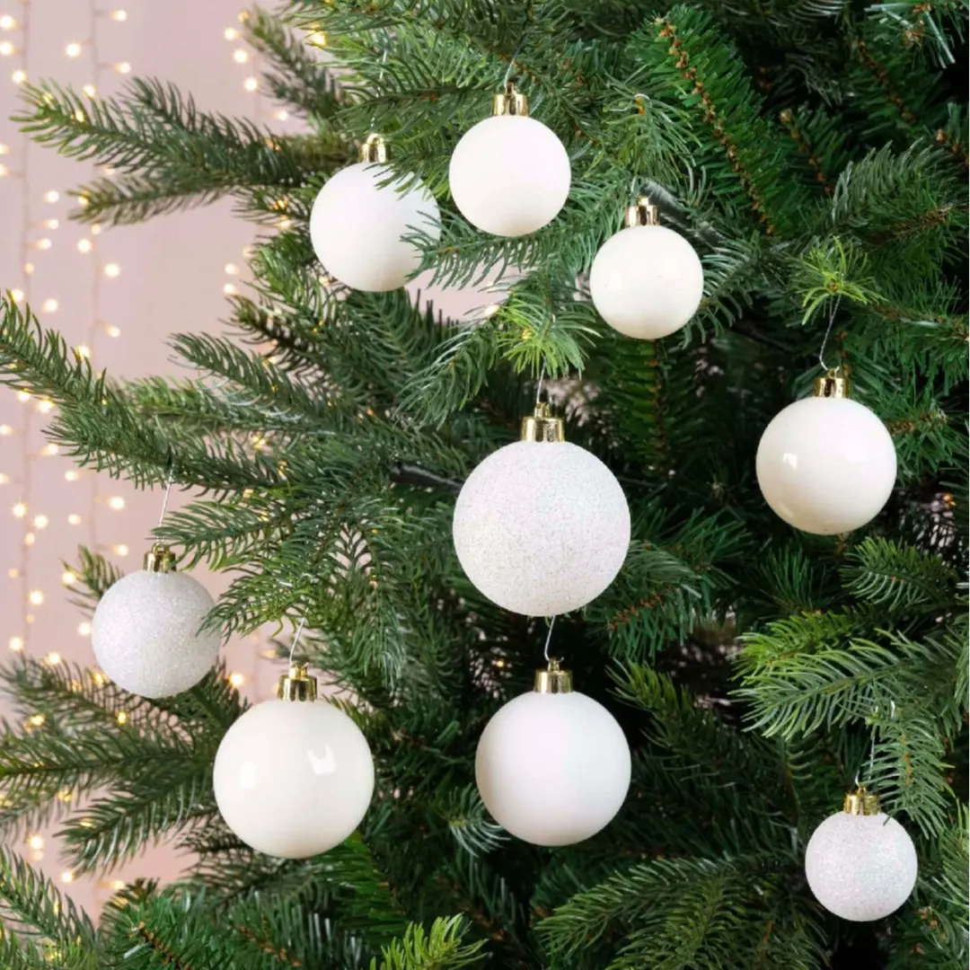 Decoris Kerstballen Wit - 30 Stuks (4-6 cm) Kunststof