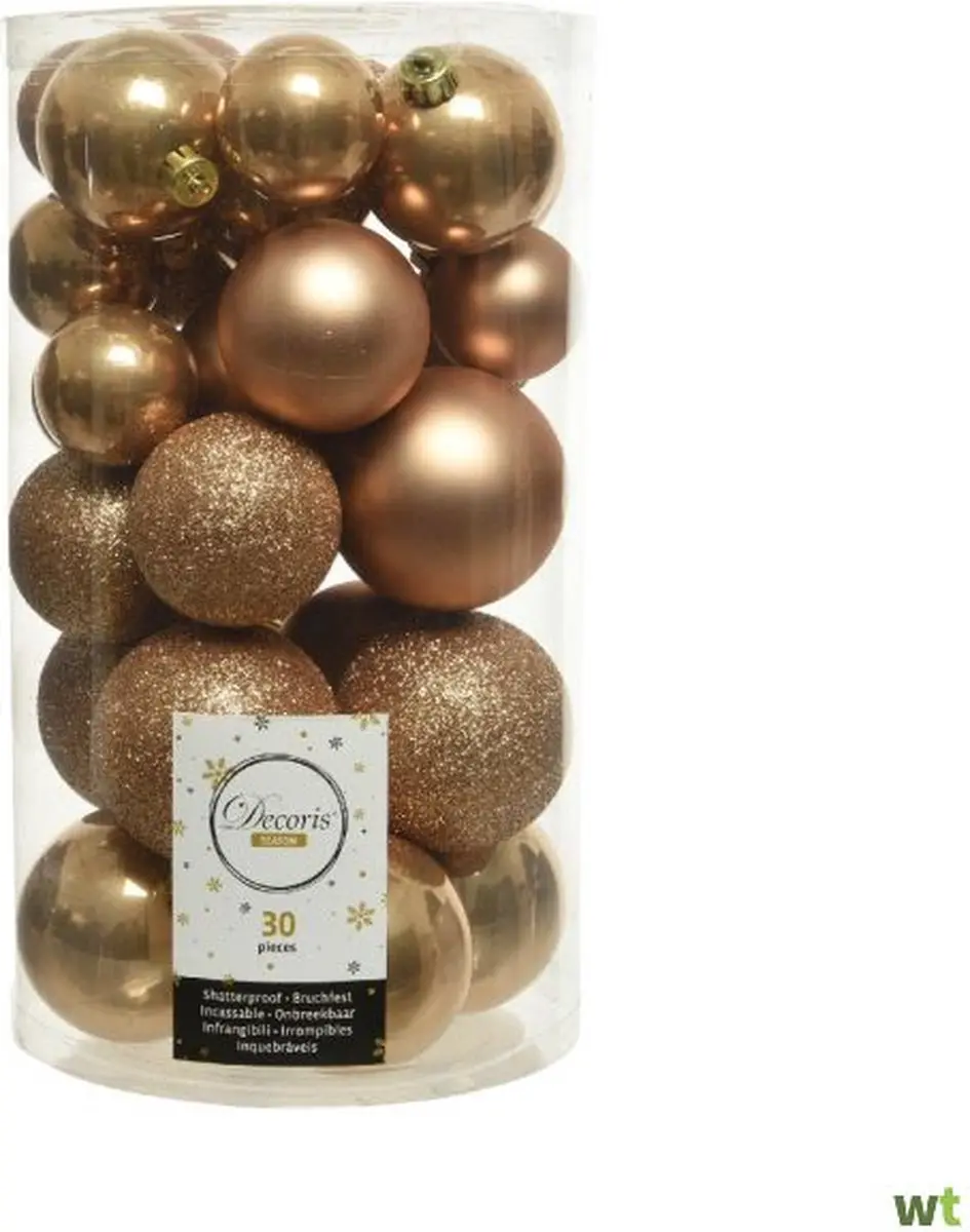Decoris Kerstballen Wit - 30 Stuks (4-6 cm) Kunststof