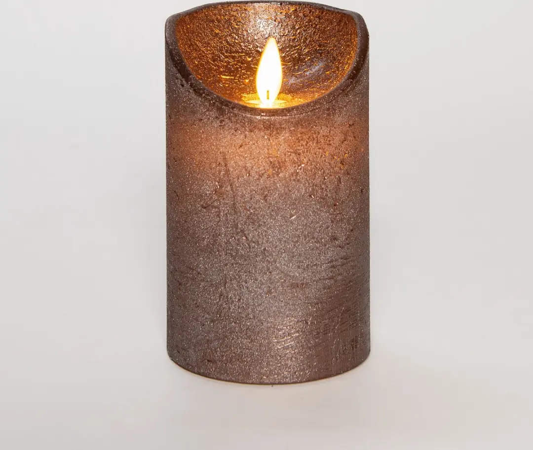 Anna's Collection Led Kaars Brons H12,5xD7,5cm - Bewegende vlam