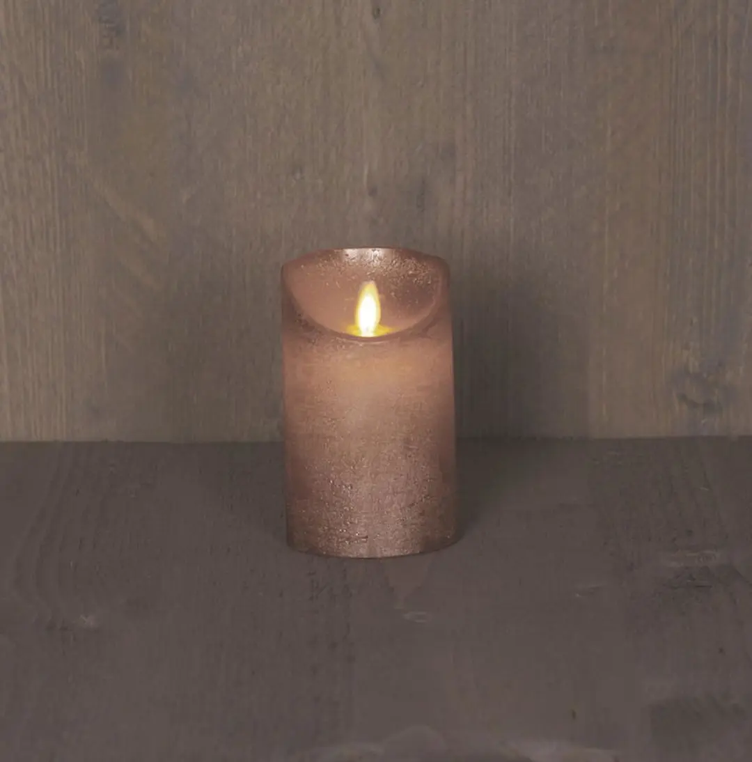 Anna's Collection Led Kaars Brons H12,5xD7,5cm - Bewegende vlam