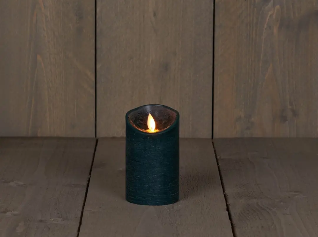 Anna's Collection Led Kaars Antiek Groen H12,5xD7,5cm - Warm Wit Licht