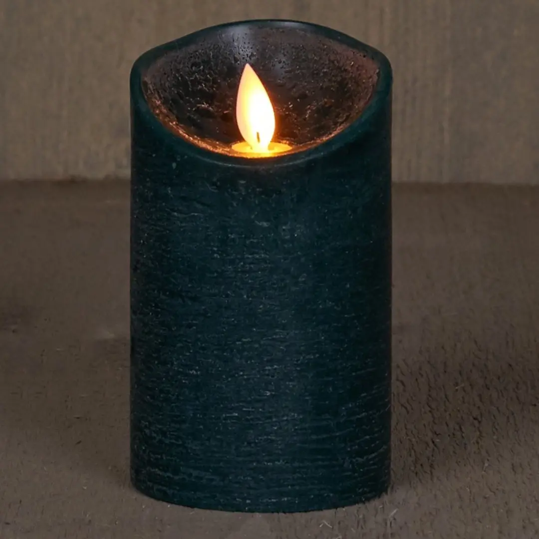 Anna's Collection Led Kaars Antiek Groen H12,5xD7,5cm - Warm Wit Licht