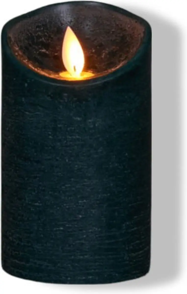 Anna's Collection Led Kaars Antiek Groen H12,5xD7,5cm - Warm Wit Licht