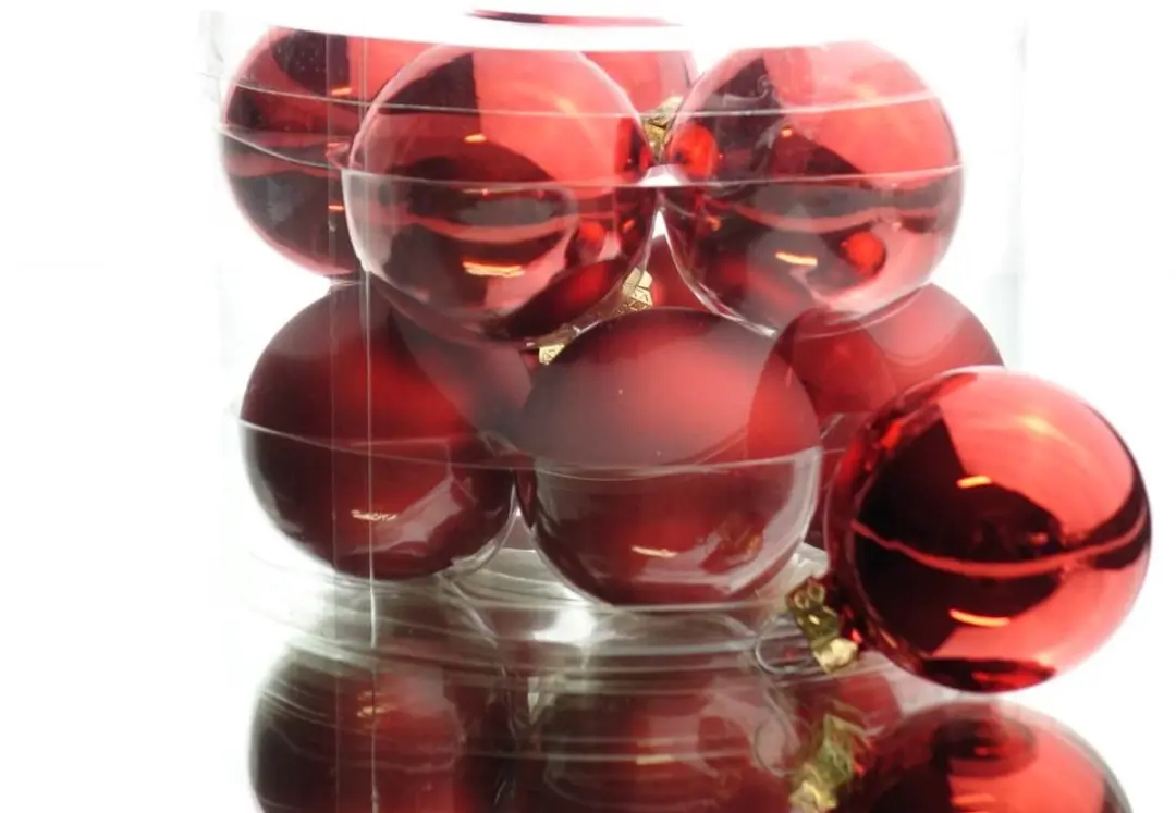 Decoris Kerstballen 6cm - Rood Glans-Mat - 10 Stuks