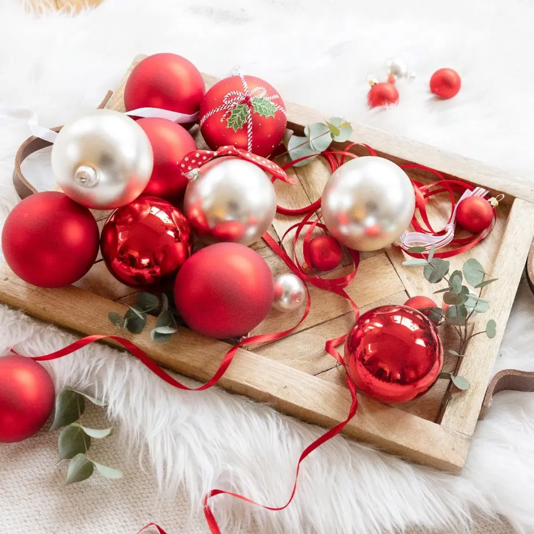 Decoris Kerstballen 6cm - Rood Glans-Mat - 10 Stuks