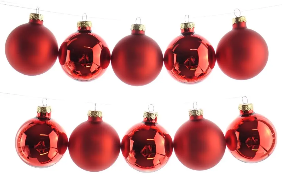 Decoris Kerstballen 6cm - Rood Glans-Mat - 10 Stuks