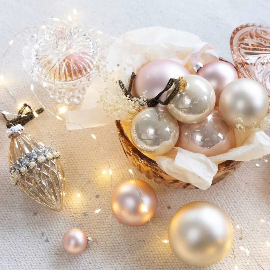 Decoris Roze Kerstballen Emaille 60mm - 10 Stuks