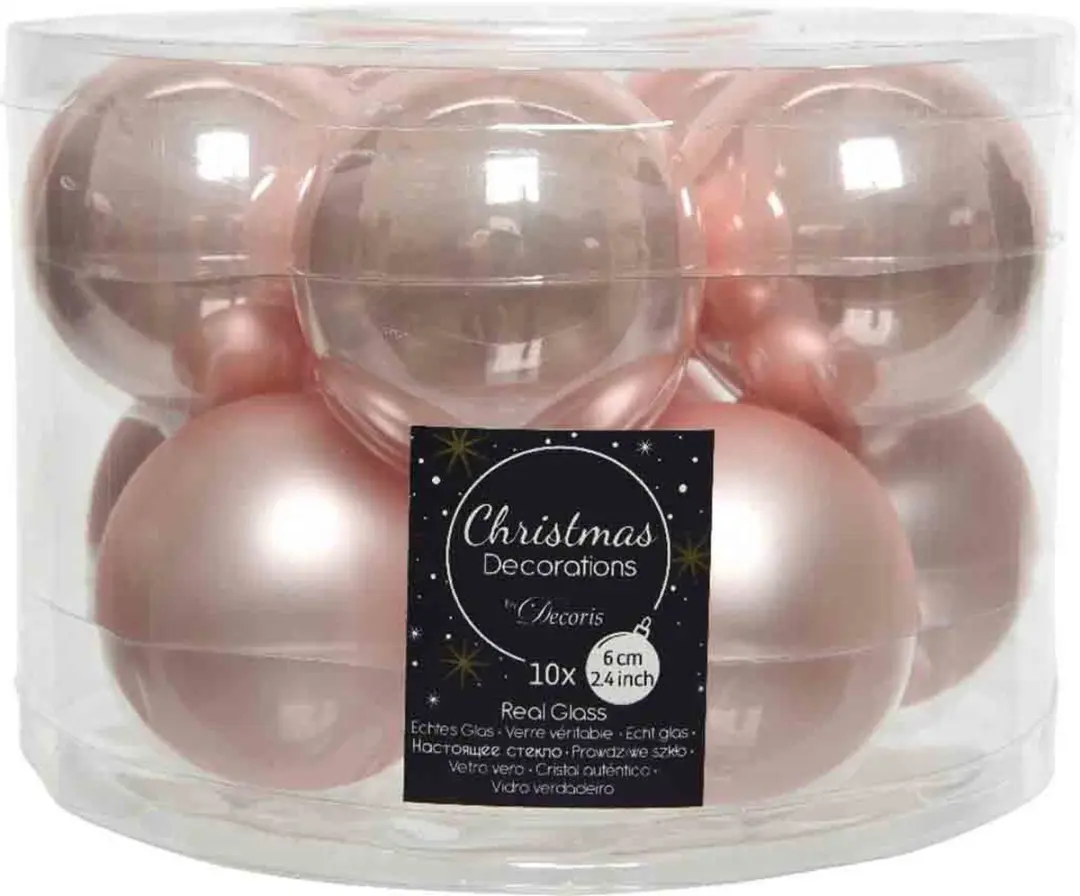 Decoris Roze Kerstballen Emaille 60mm