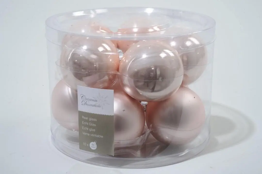 Decoris Roze Kerstballen Emaille 60mm - 10 Stuks