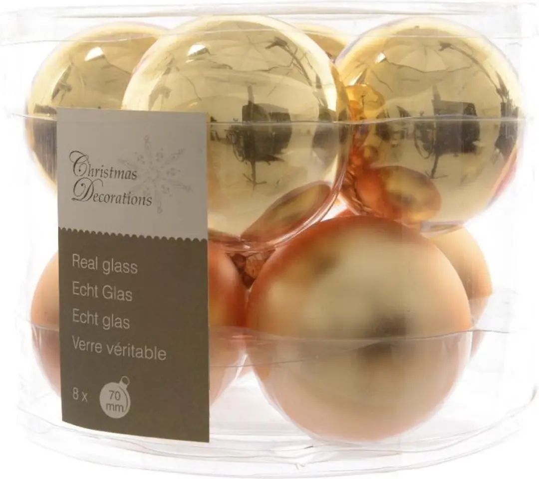 Decoris Kerstballen Goud 7cm - 8 Stuks