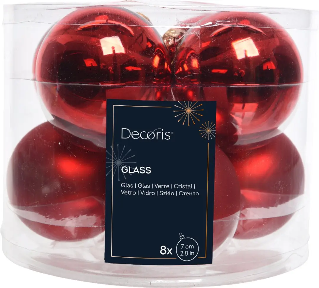 Decoris Kerstbal Glas Rood Ø7cm