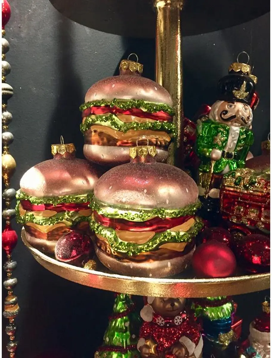 Decoris Kerst Ornament Hamburger 9x10,3cm - Bruin