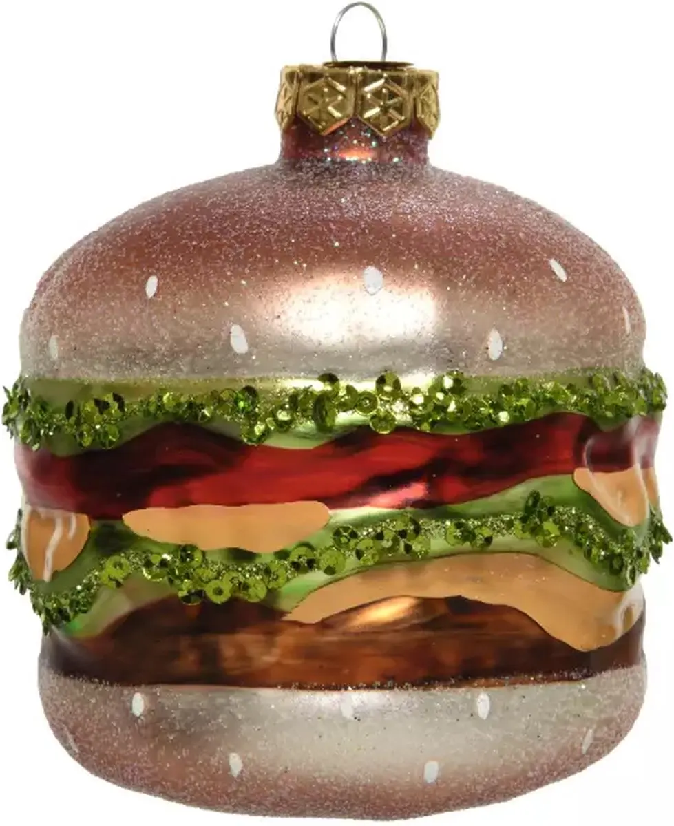 Decoris Kerst Ornament Hamburger 9x10,3cm - Bruin