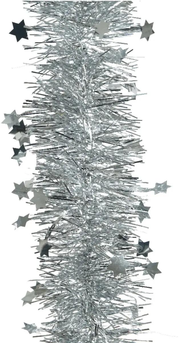 Decoris Zilveren Kerstboomlinger met Sterren 270cm
