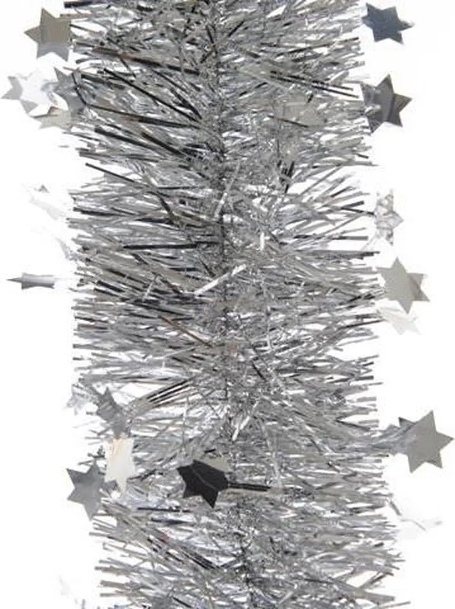 Decoris Zilveren Kerstboomlinger met Sterren 270cm