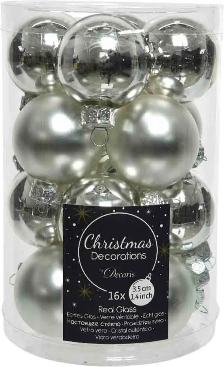 Decoris Kerstballen Set 16-delig - Glas - Ø3,5cm