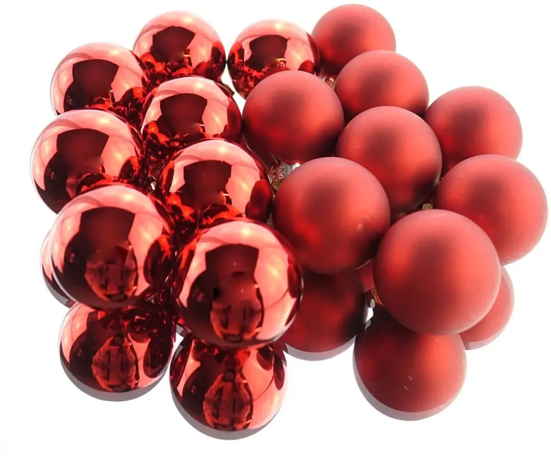 Decoris Mini-Glasballetjes 35mm - Rood - 16 Stuks