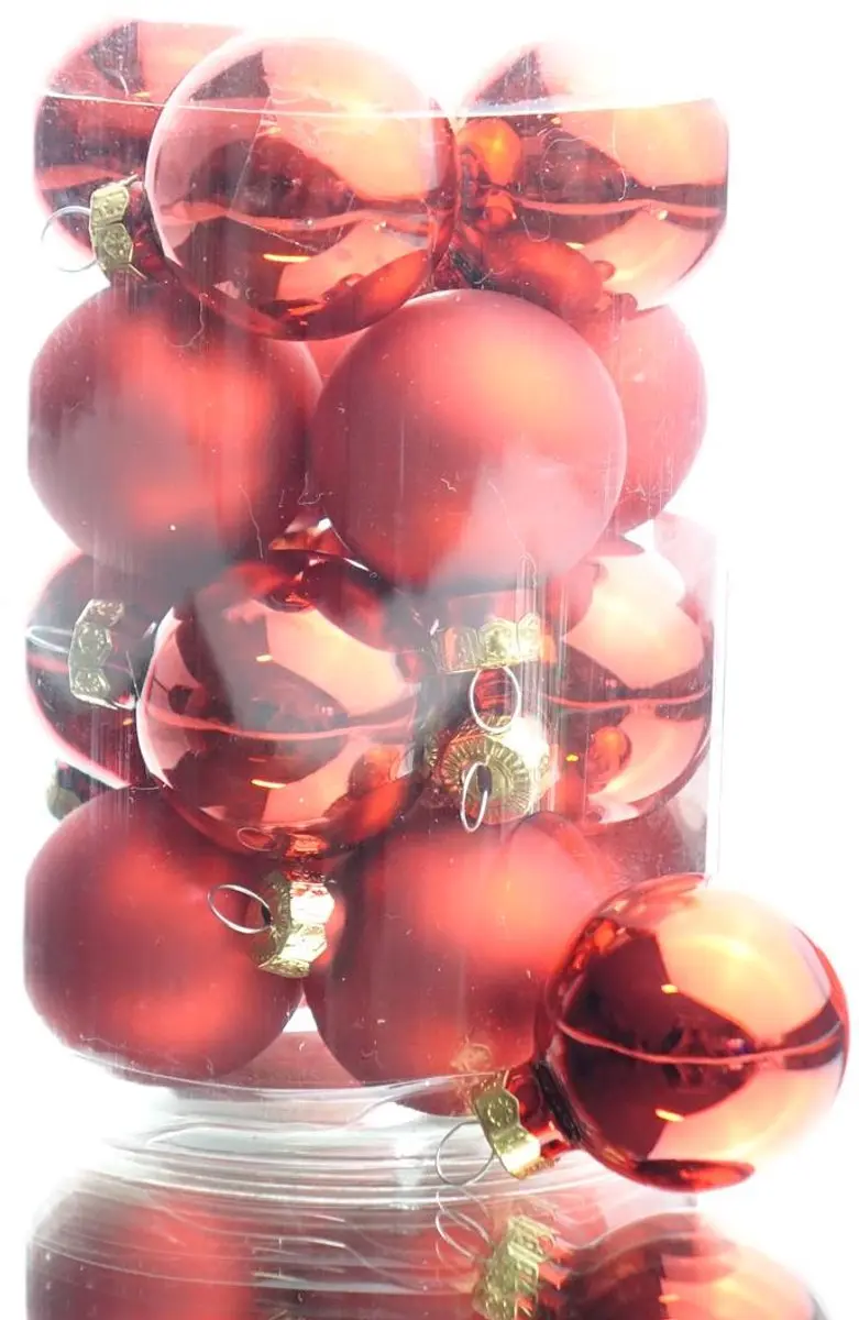Decoris Mini-Glasballetjes 35mm - Rood - 16 Stuks