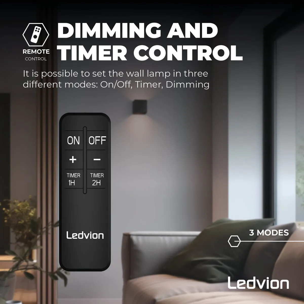 LEDVION Oplaadbare Wandlamp met Sensor 150 Lumen - Zwart