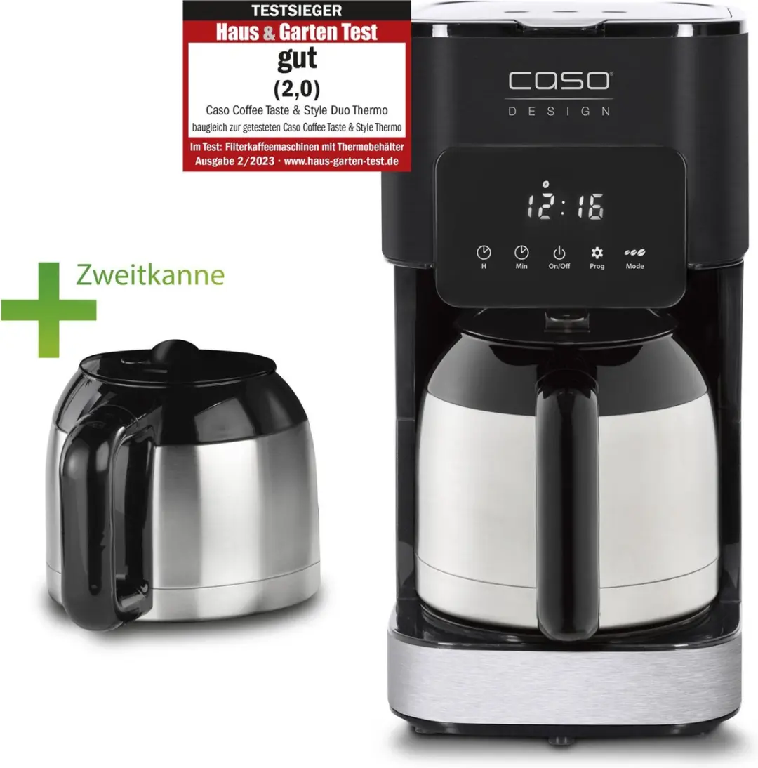 Caso Coffee Taste & Style Duo Thermo Koffiezetapparaat - 2 Thermoskannen - 10 Kopjes