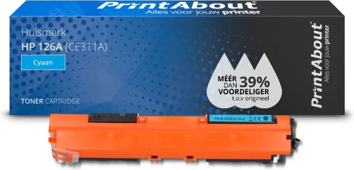 PrintAbout HP 126A CE311A Toner Cyaan - 1.500 pagina's
