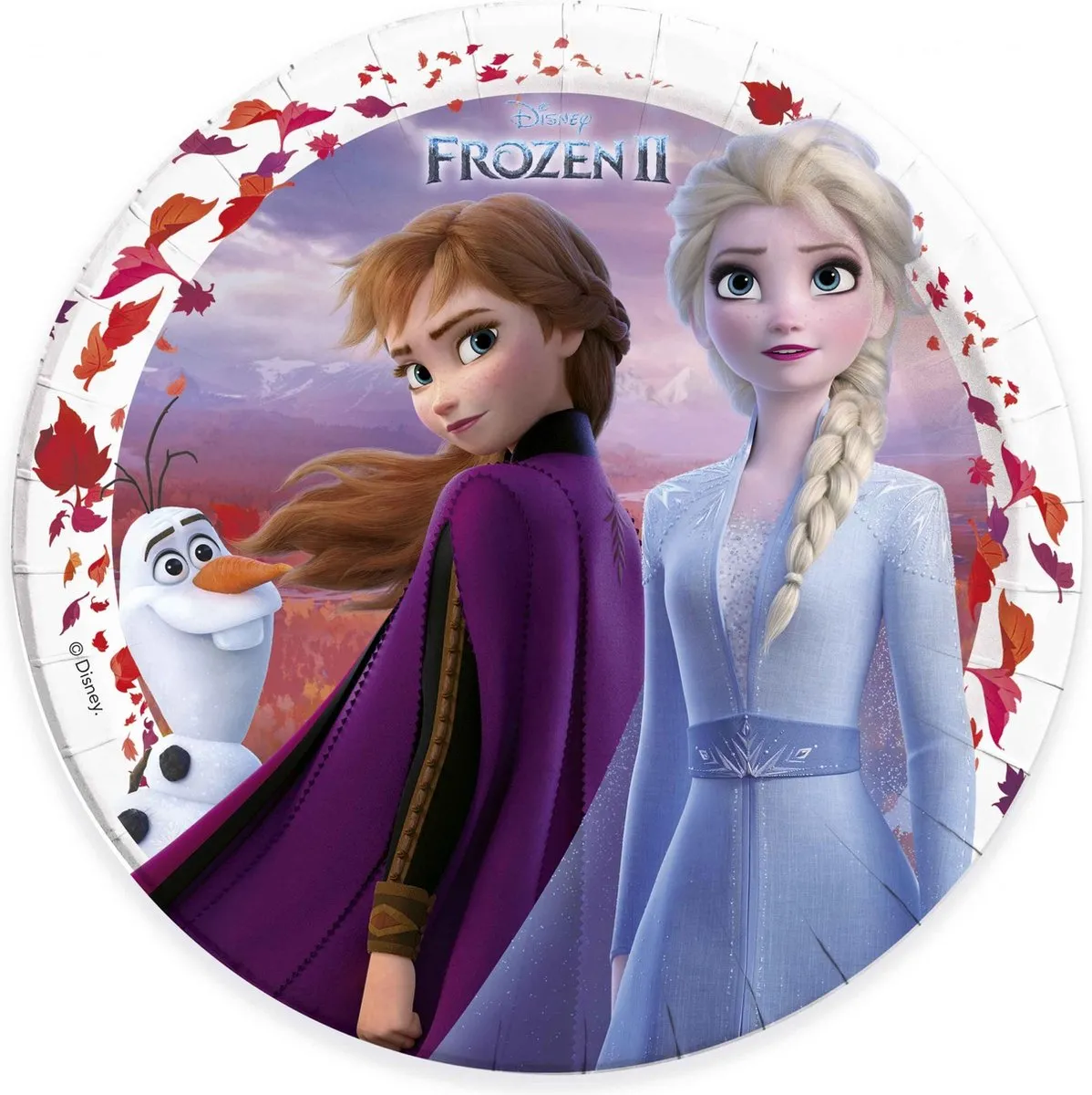 Disney Frozen 2 Kartonnen Bordjes 23cm - 8 Stuks - Multi