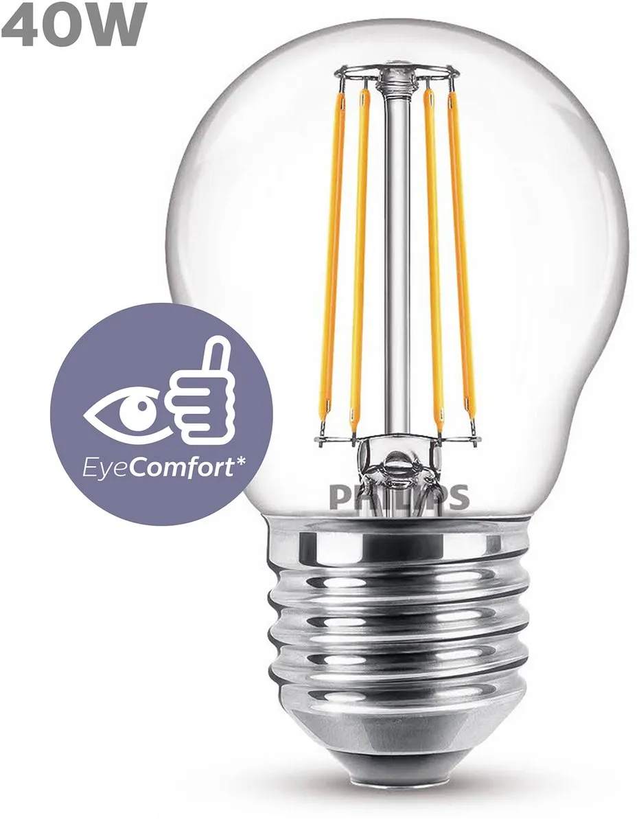 Philips LED Kogellamp E27 4.3W Warmwit 2700K - Helder glas