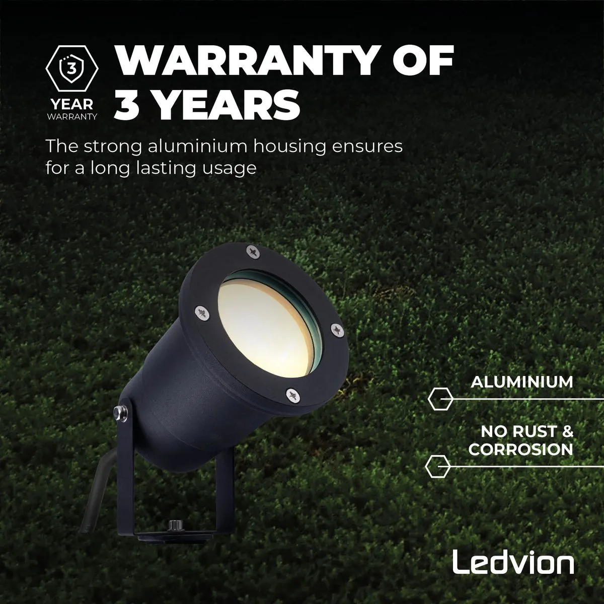 LEDVION 6x LED Prikspots IP65 5W 2700K - Zwart