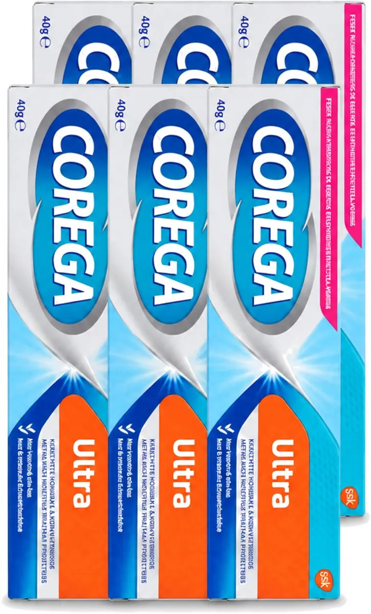 6 x Corega Ultra Kleefcrème