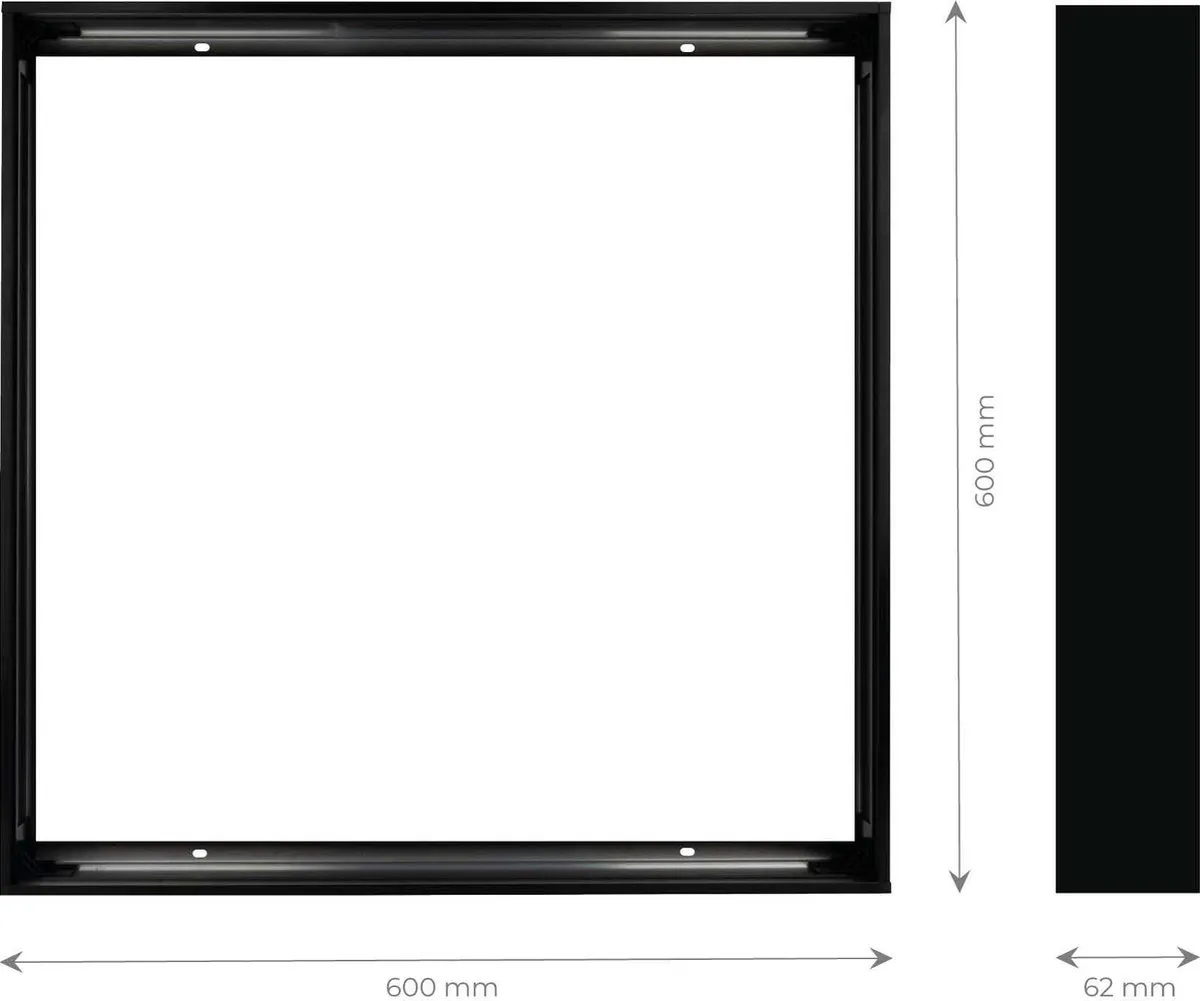 Ledvion LED Paneel Opbouw 60x60cm - 36W - Zwart