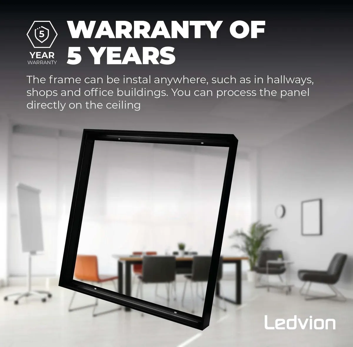 Ledvion LED Paneel Opbouw 60x60cm - 36W - Zwart