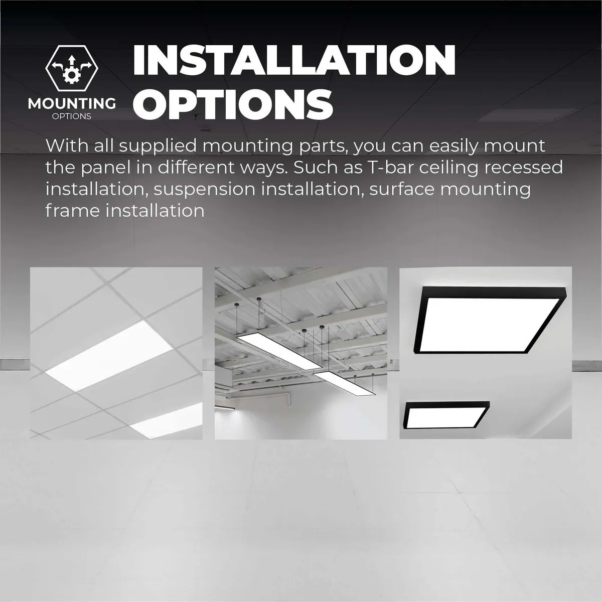 Ledvion LED Paneel Opbouw 60x60cm - 36W - Zwart - afbeelding 6 van 6