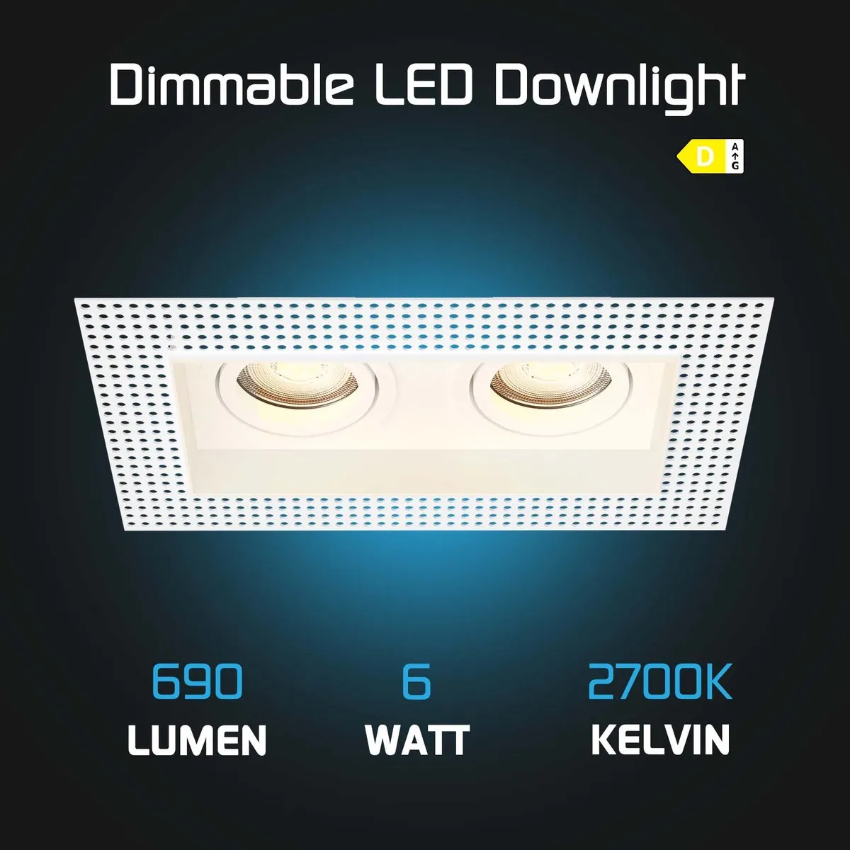 LEDVION Trimless LED Inbouwspot 130x130mm - Wit - 3W - 2700K