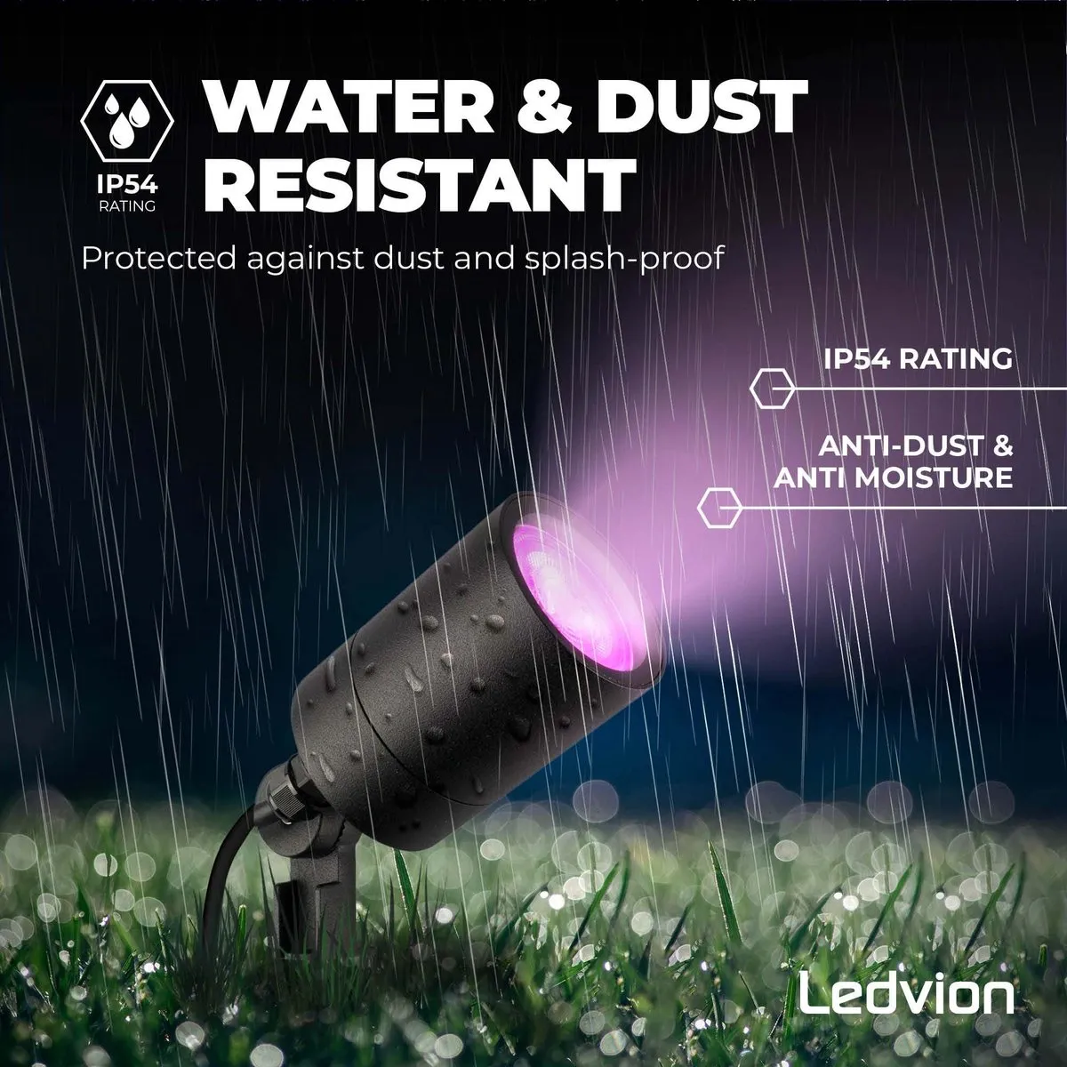 LEDVION 3X RGBWW LED Prikspots - Zwart - IP65 - 5W