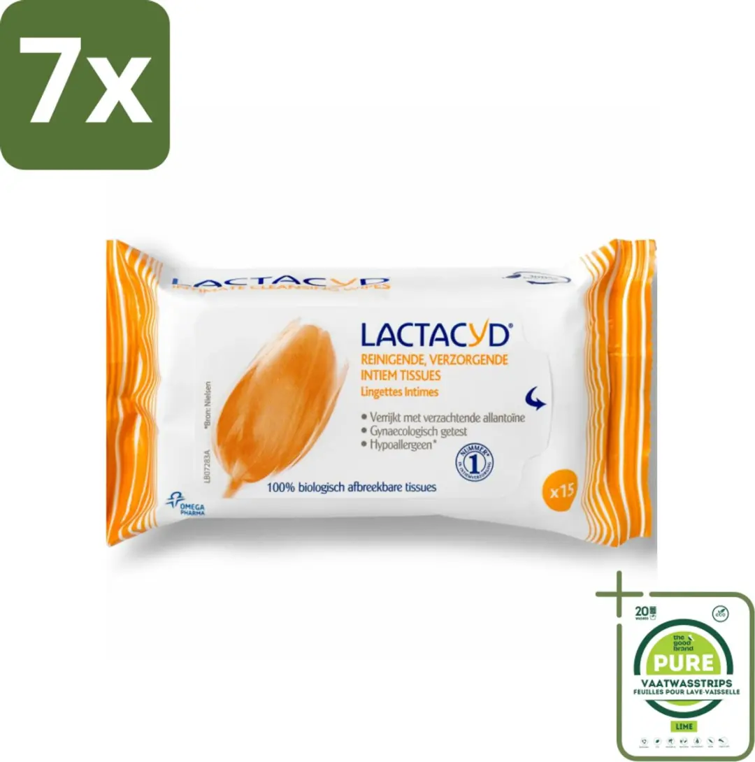 7 x Lactacyd Tissues Verzorgend 15 stuks per verpakking