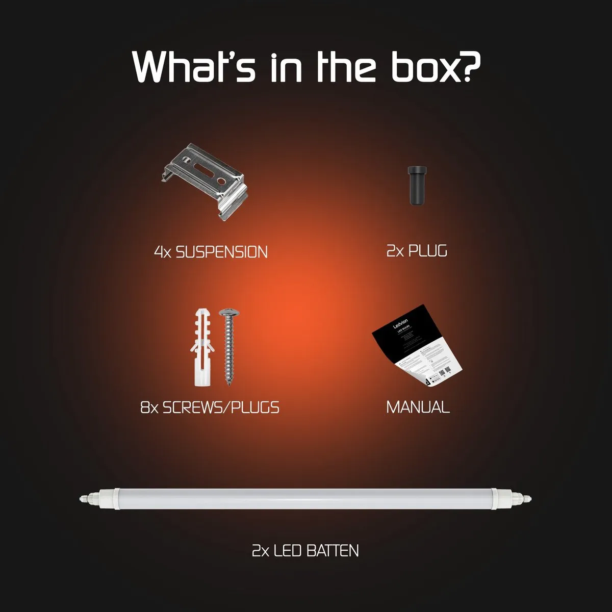 Ledvion LED Armatuur 120cm 30W 4000K - 2 Stuks