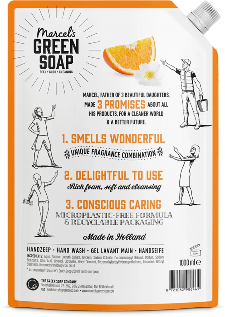 Marcel's Green Soap Handzeep Sinaasappel & Jasmijn 1000ml