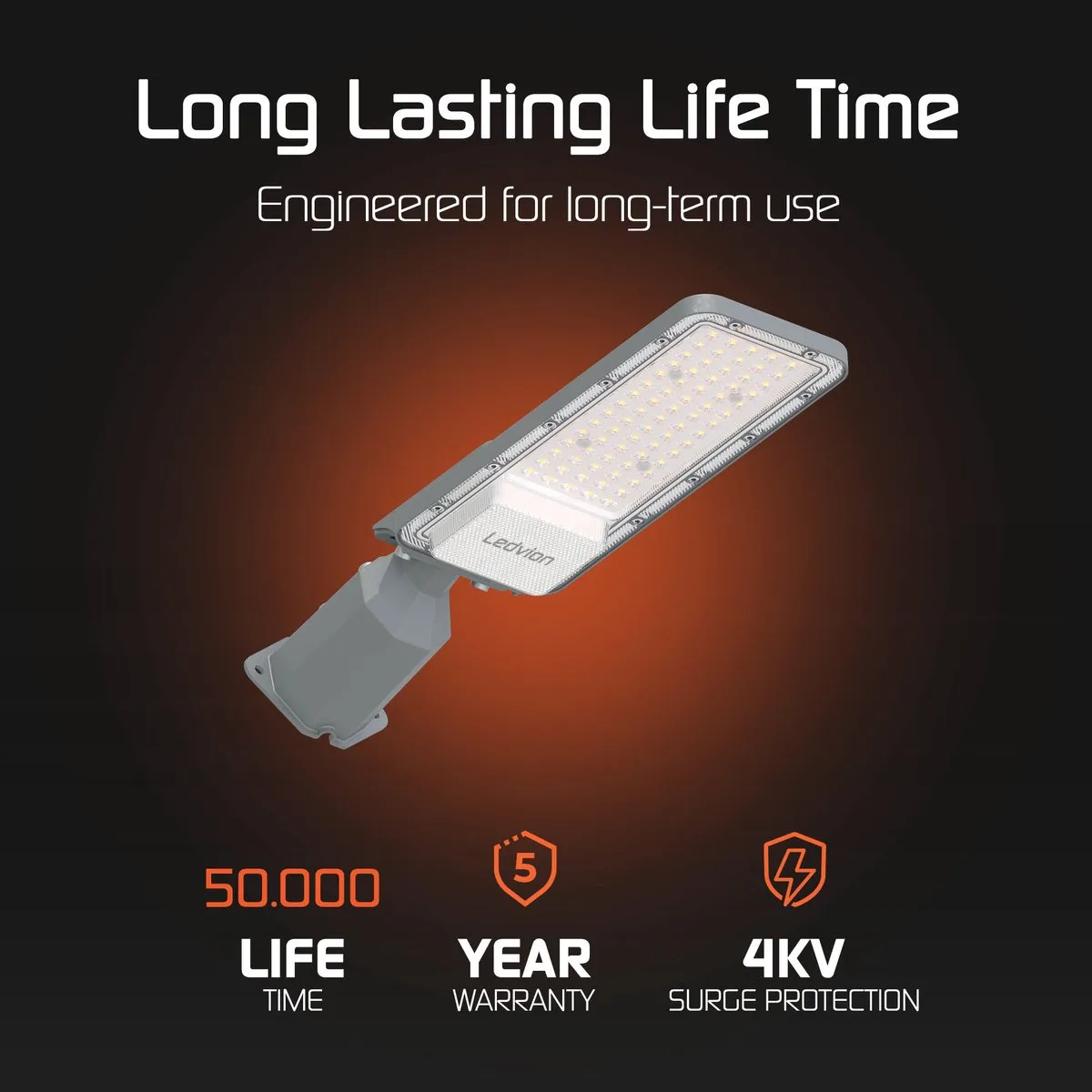 Ledvion LED Straatlamp 50W 6500K IP65 - Osram Chips