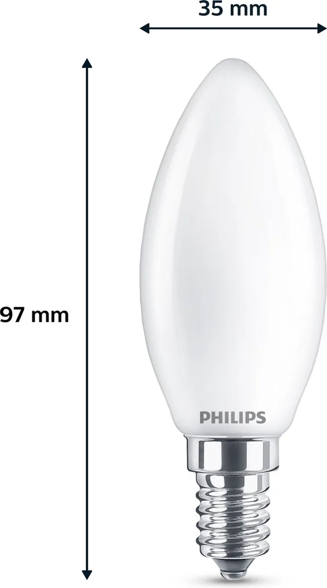 Philips LED Kaarslamp E14 Warmwit 2.2W - 2 Stuks